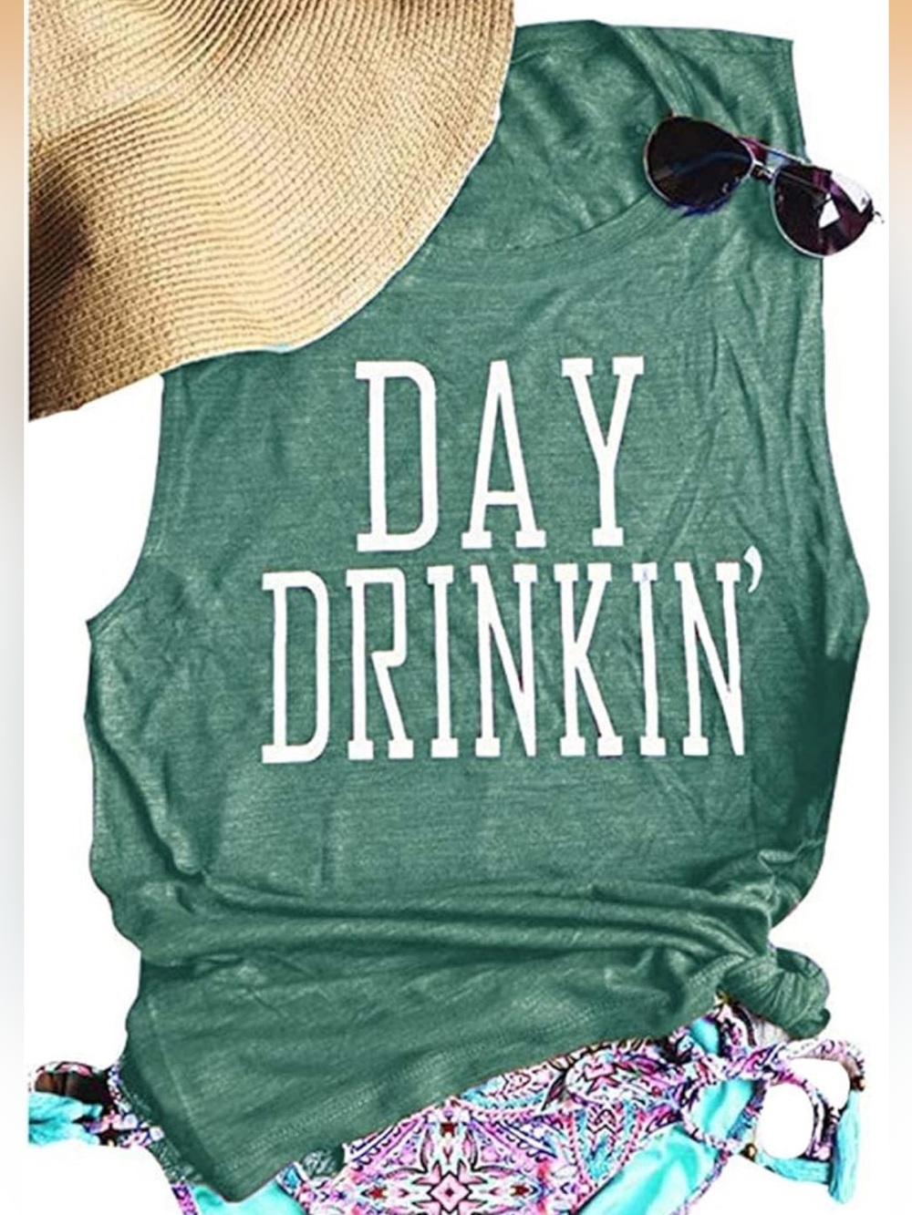 Women’s Day Drinkin’ Muscle Tank Top in Teal